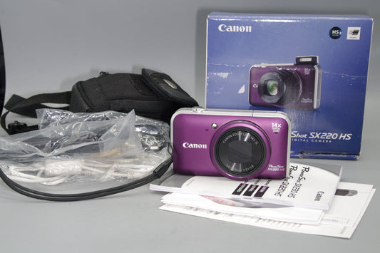 Boxed Purple Canon Powershot SX230HS 12MP Digital Camera