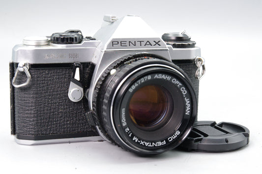 Pentax ME Super 35mm SLR + Pentax‑M 50mm f/2 Lens – Tested – Batteries – VGC