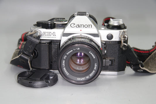 Canon AE-1 Program + FD 50mm f/1.8 Lens  Excellent – Tested