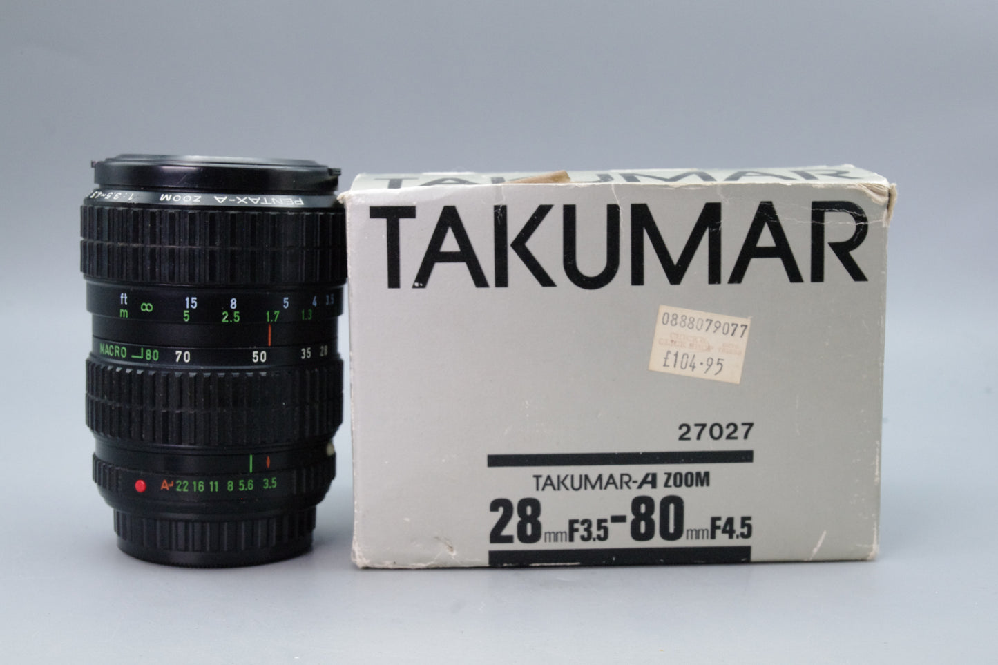 Takumar‑A 28‑80mm f/3.5‑4.5 Zoom Lens – Pentax K Mount – Boxed