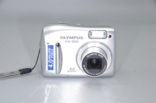 Olympus FE-100 4MP Digital Compact Camera AA Battery Powered Tested Working