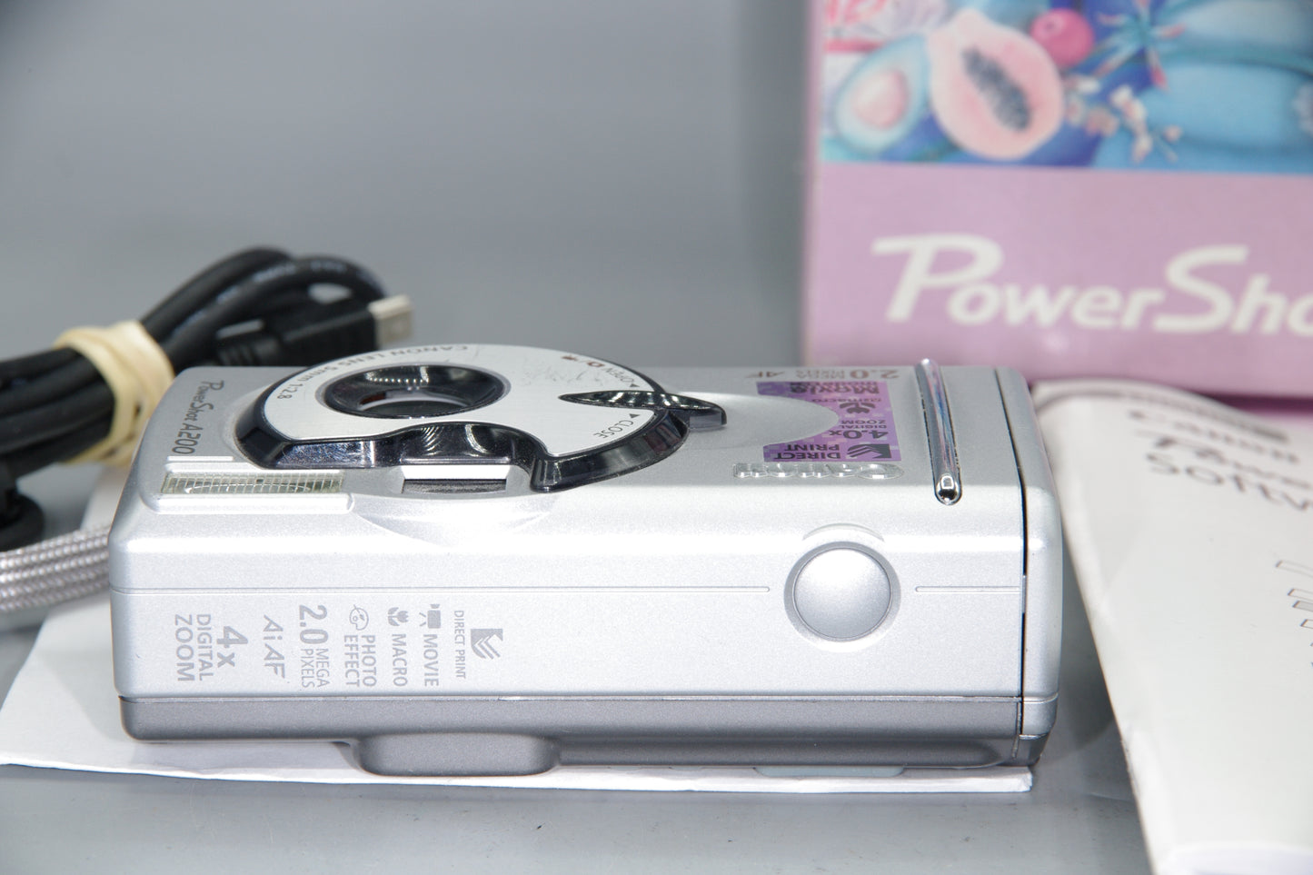 Canon PowerShot A200 2MP Digital Compact Camera Boxed AA Battery Powered