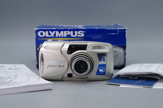 Olympus MJU III Zoom 80 35mm Film Camera – Compact All Weather - Excellent