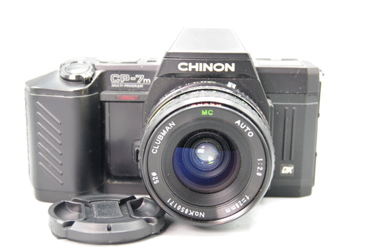 Chinon CP‑7m 35mm SLR with Clubman Pentax K Mount 28mm f/2.8 Lens