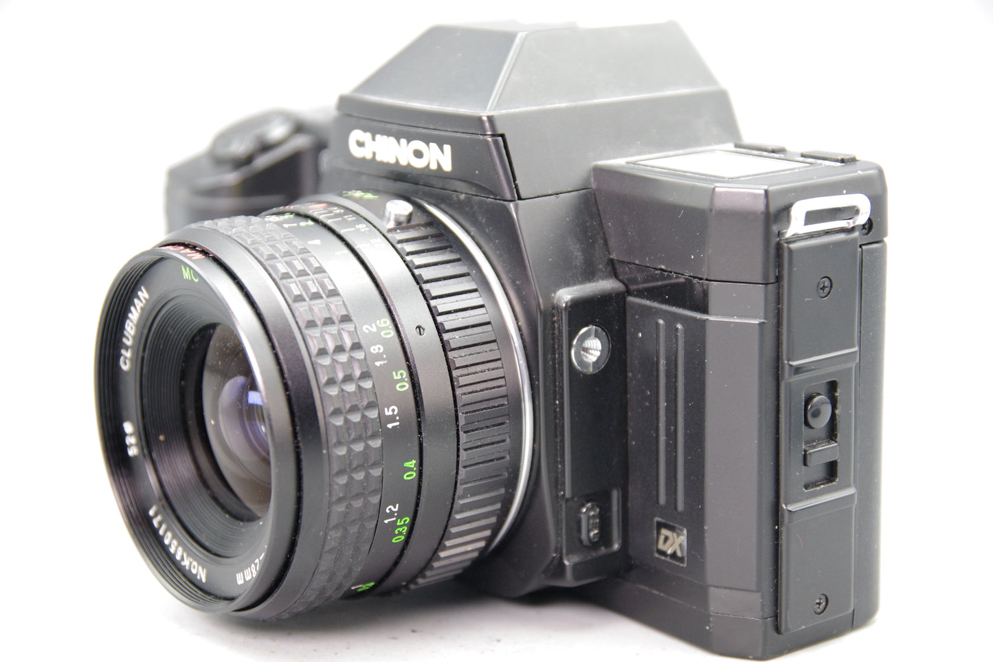 Chinon CP‑7m 35mm SLR with Clubman Pentax K Mount 28mm f/2.8 Lens