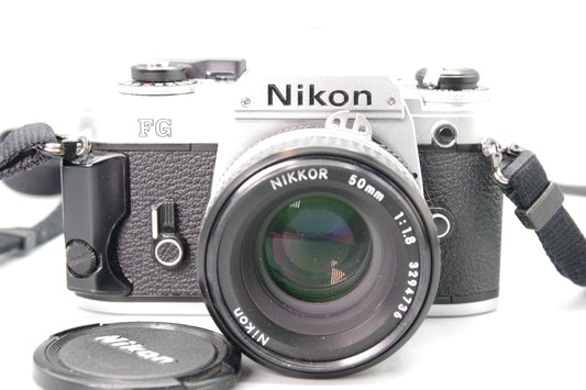 Nikon FG 35mm SLR Camera with 50mm f/1.8 Lens – Tested Working + Batteries