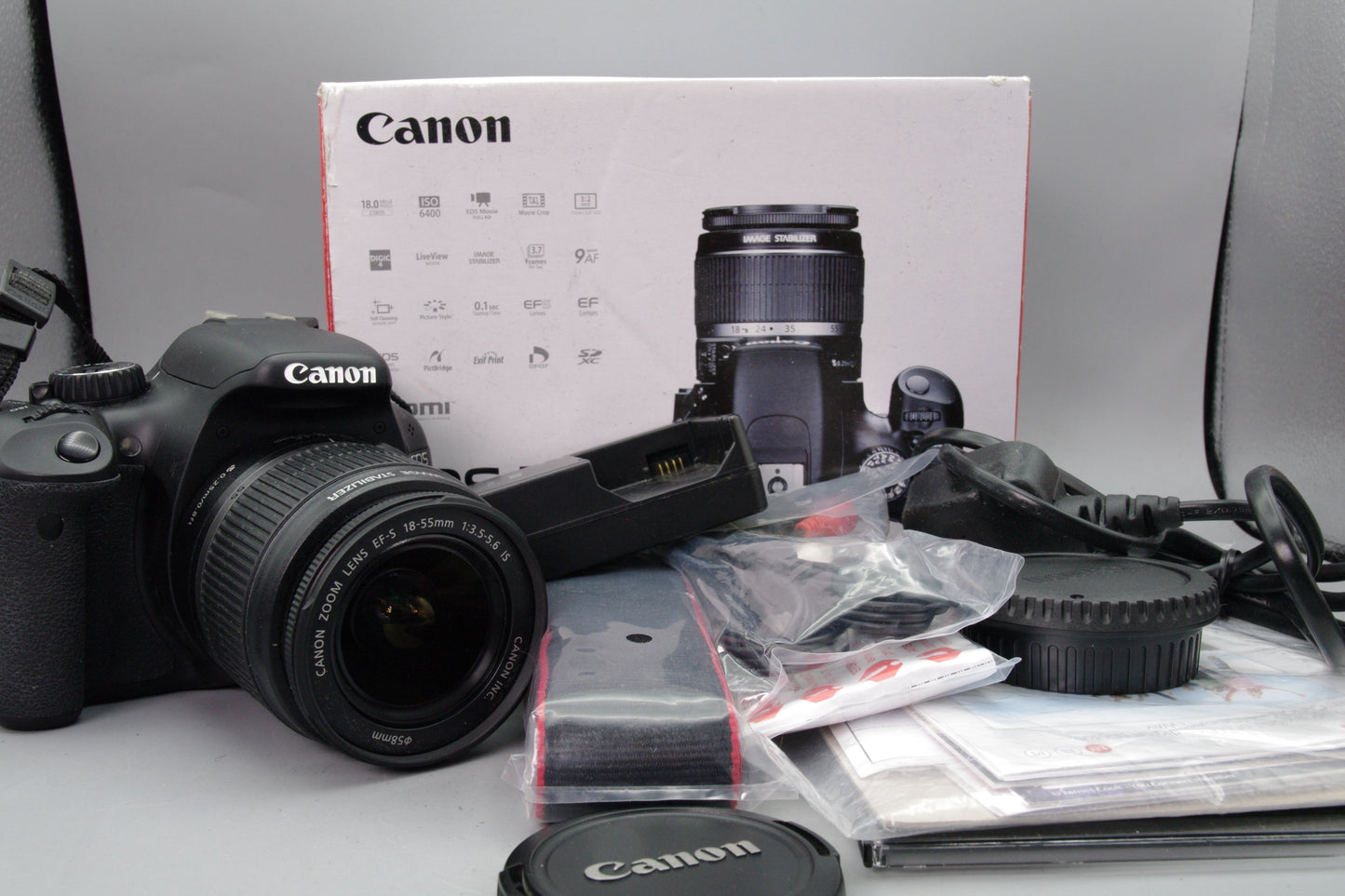 Boxed Canon EOS 550D DSLR + EF‑S 18–55mm IS Lens 18MP EXC S/C 1022