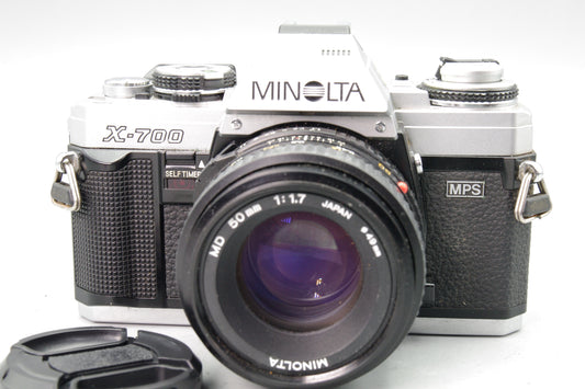 Minolta X-700 35mm SLR with 50mm f1.7 Lens – Tested + New Batteries