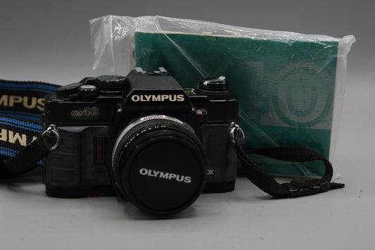 Olympus OM40 Program with 50mm Lens and Instructions - Tested