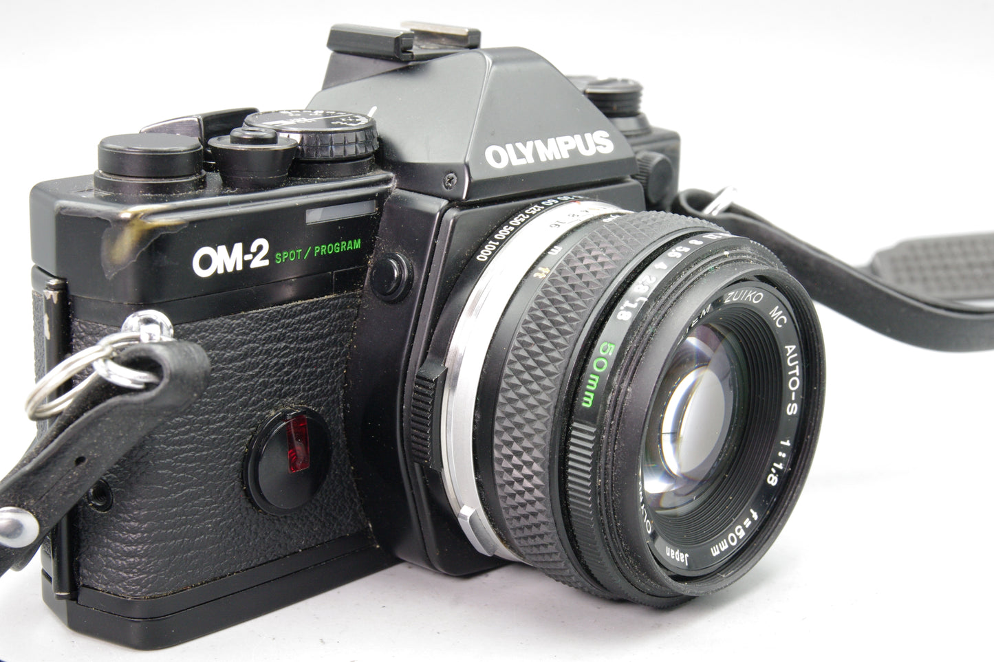 Olympus OM-2 Spot/Program 35mm SLR + 50mm f/1.8 Lens + New batteries