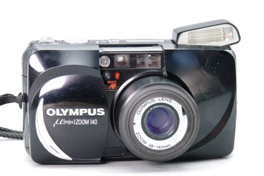 Olympus MJU Zoom 140 Black 35mm Film Camera – Tested & Working VGC