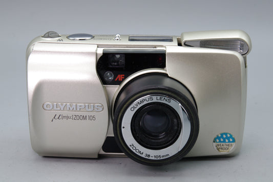 Olympus MJU Zoom 105 Champagne Colour 35mm Film Camera