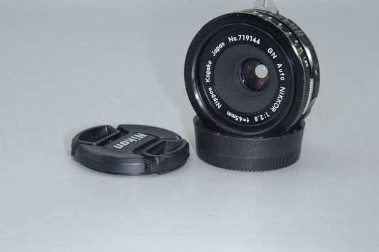 Nikon GN Auto Nikkor 45mm F2.8 Pre-Ai Standard Prime Pancake Lens