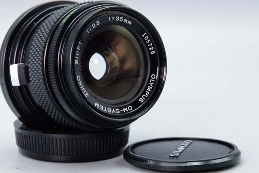 Olympus Zuiko Shift 35mm f/2.8 Lens – OM Mount – Excellent – With Both Caps