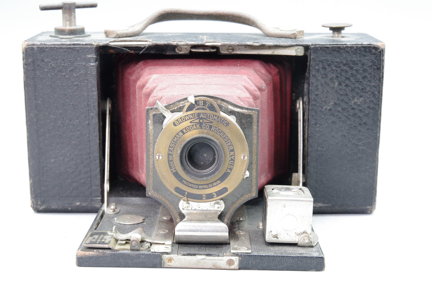 Kodak No2 Folding Pocket Brownie Model B – Red Bellows – Shutter Fires – Display