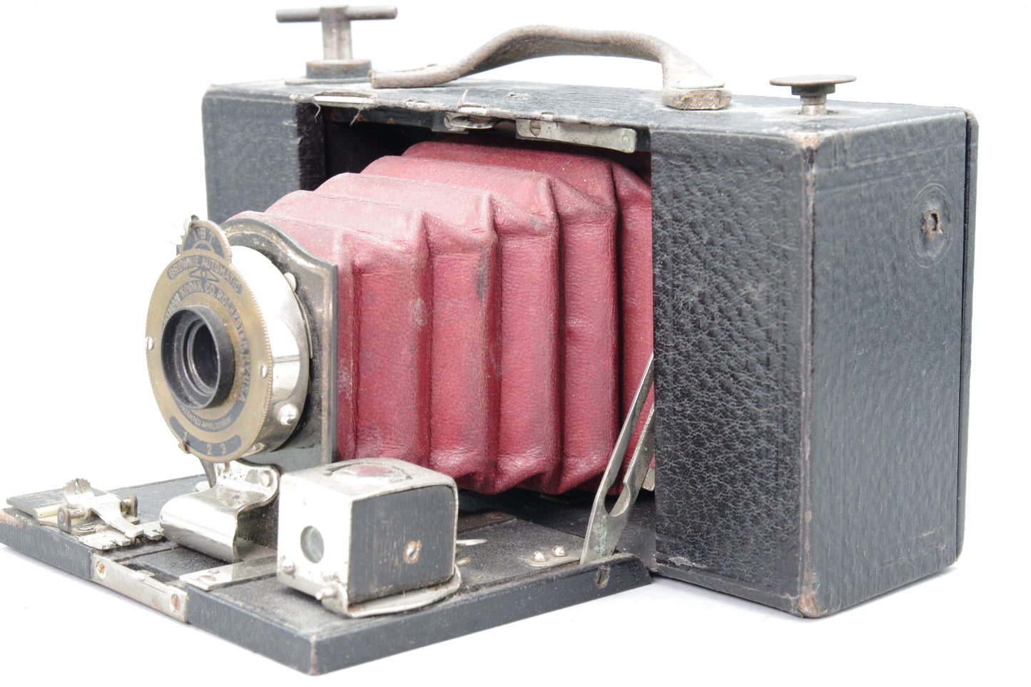 Kodak No2 Folding Pocket Brownie Model B – Red Bellows – Shutter Fires – Display
