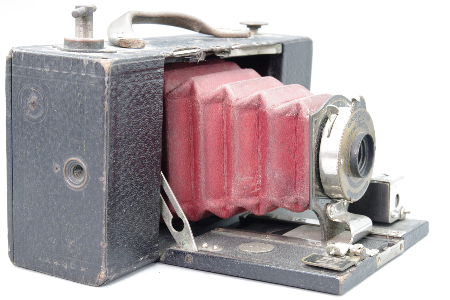 Kodak No2 Folding Pocket Brownie Model B – Red Bellows – Shutter Fires – Display