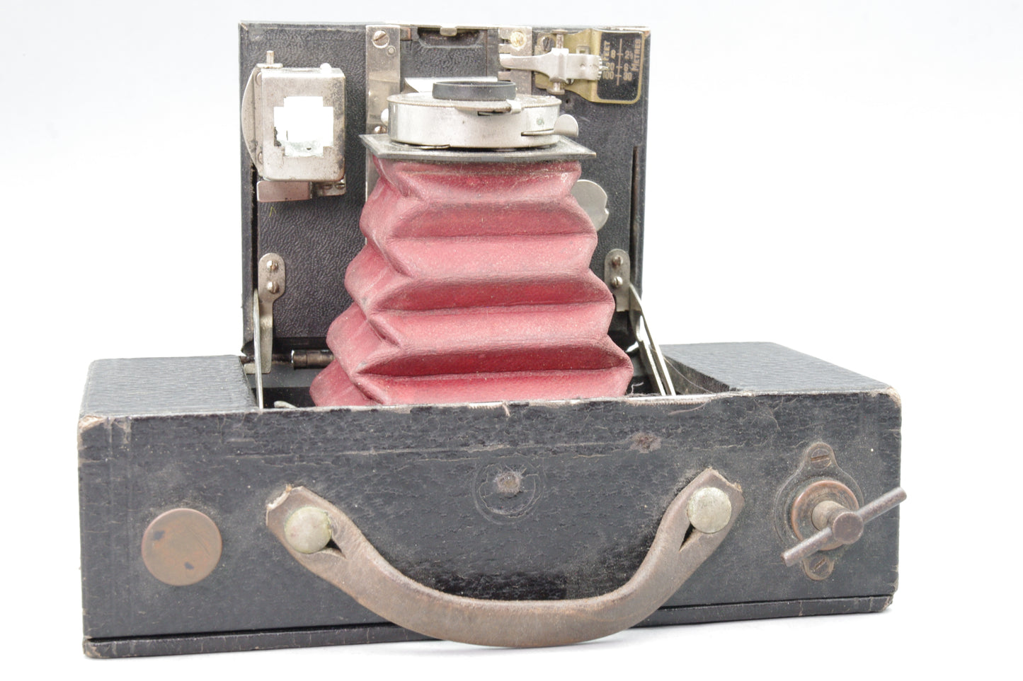 Kodak No2 Folding Pocket Brownie Model B – Red Bellows – Shutter Fires – Display
