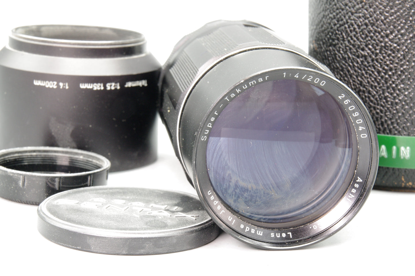 Asahi Super‑Takumar 200mm f/4 Lens – M42 Mount – Case & Hood – Very Good