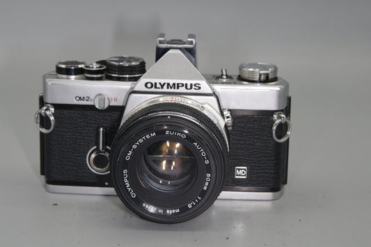 Olympus OM2N 35mm SLR Camera with 50mm F/1.8 Lens + Data Back -Very Good
