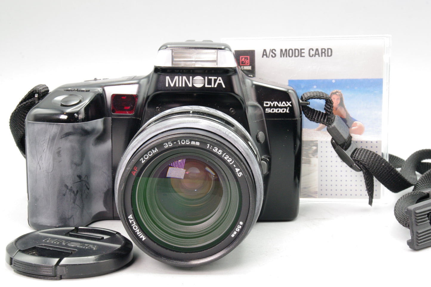 Minolta Dynax 5000i 35mm SLR with 35–105mm Lens & A/S Card – Very Good