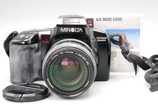 Minolta Dynax 5000i 35mm SLR with 35–105mm Lens & A/S Card – Very Good