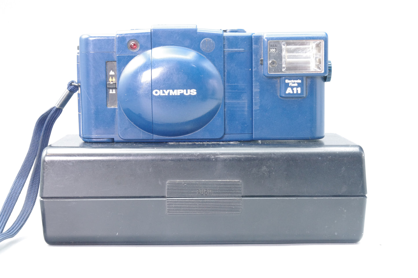 Olympus XA2 City Blue 35mm Compact Film Camera with A11 Flash – Serviced