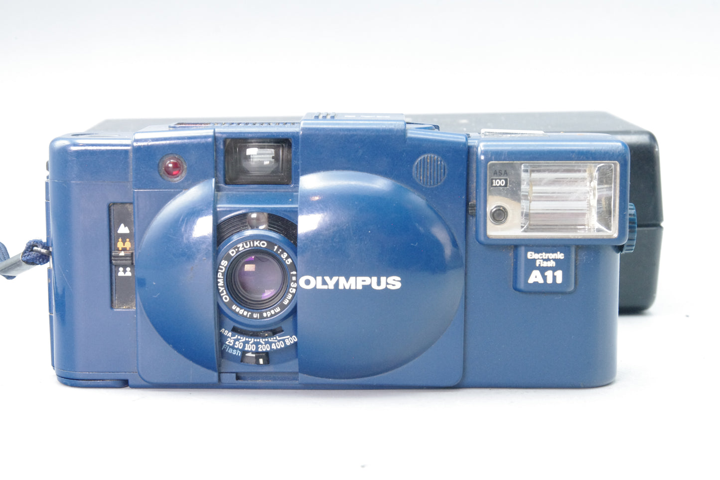 Olympus XA2 City Blue 35mm Compact Film Camera with A11 Flash – Serviced