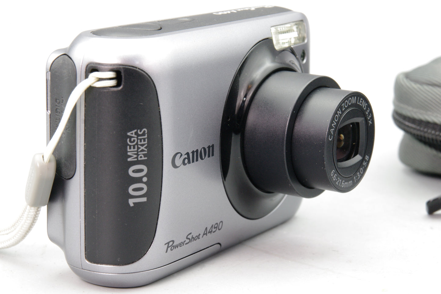 Canon PowerShot A490 10MP Digital Camera + Case- Uses AA - Excellent