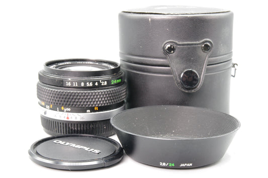Olympus Zuiko Auto‑W 24mm f/2.8 Lens – OM Mount Wide Angle – Excellent