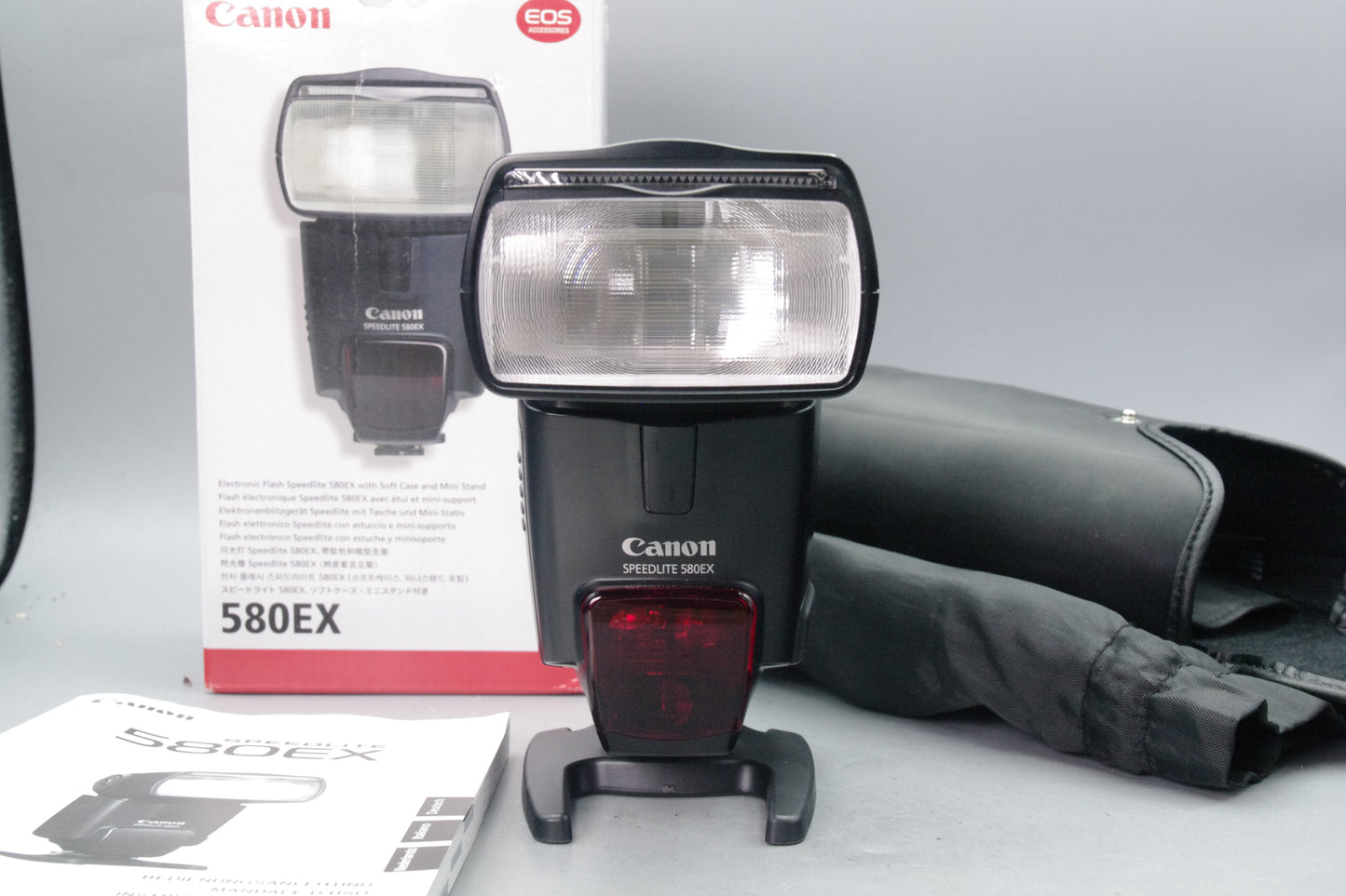 Canon Speedlite 580EX Flash – Tested – With Case, Stand & Original Box – EXC