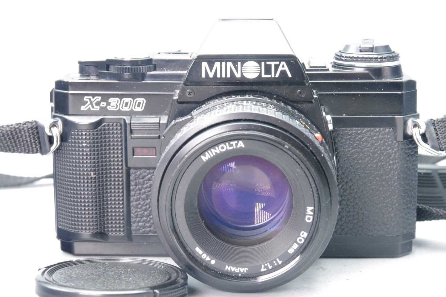 Minolta X‑300 35mm SLR with MD 50mm f/1.7 Lens – Excellent – Black
