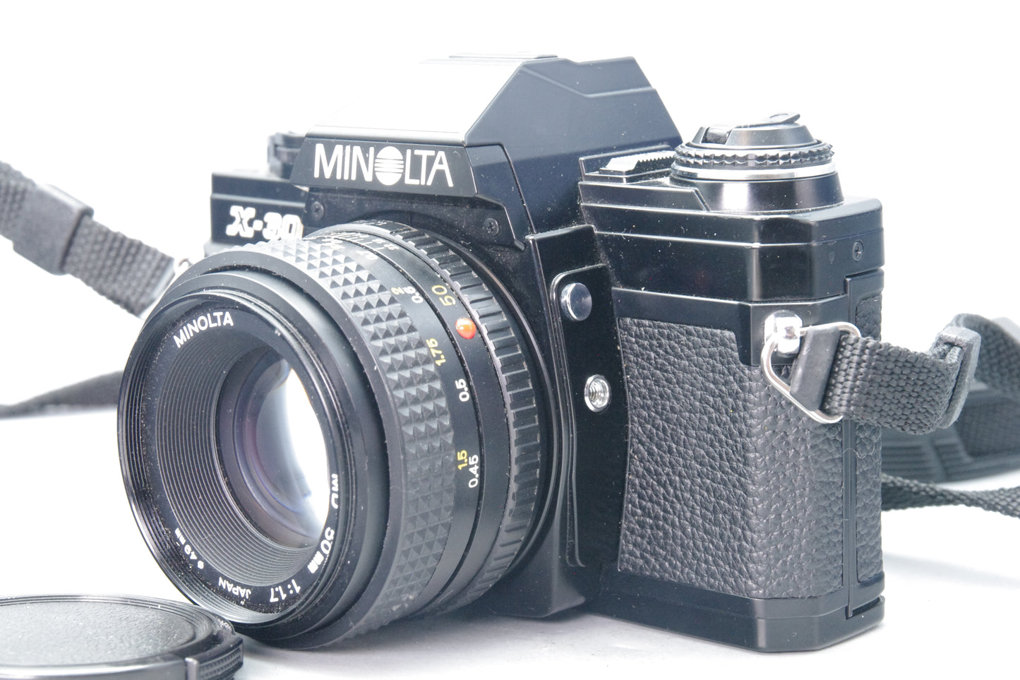 Minolta X‑300 35mm SLR with MD 50mm f/1.7 Lens – Excellent – Black