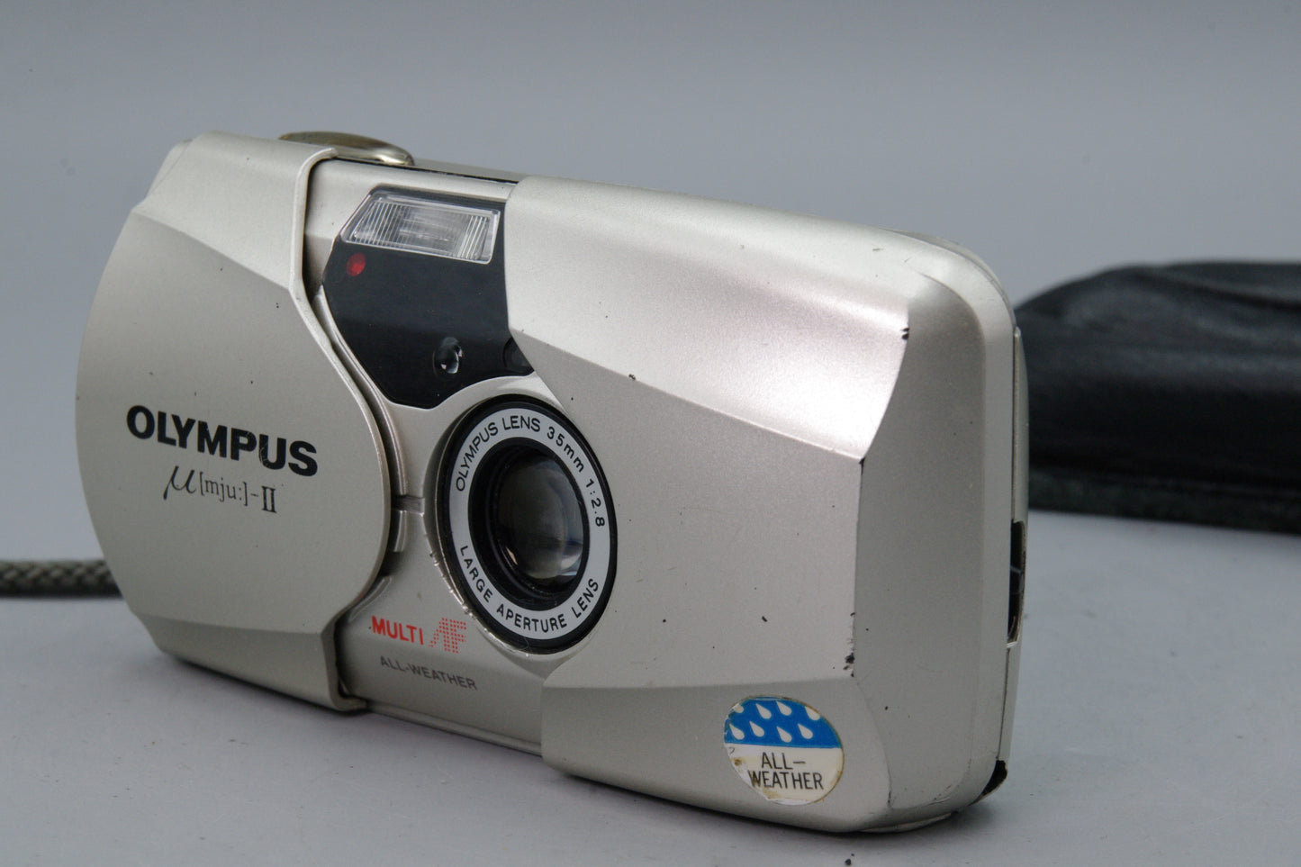 Olympus MJU II Champagne 35mm Film Camera with 35mm f2.8 Lens  with Case