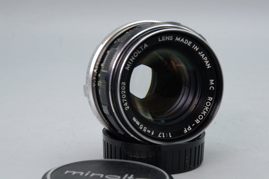 Minolta MD Rokkor‑PF 55mm f/1.7 Lens – Very Good Condition – Clean Optics