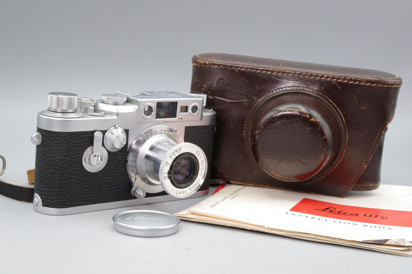 Leica IIIg 35mm Camera 1957 with Elmar 5cm f/3.5 Lens Excellent Serviced
