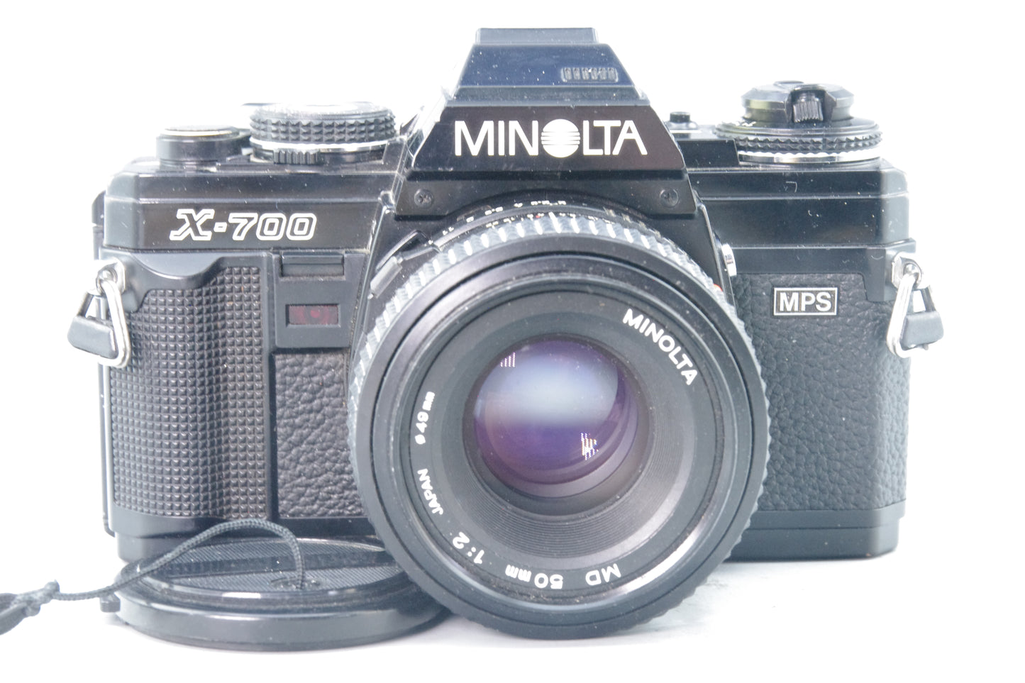 Minolta X‑700 35mm SLR + 50mm f/2 Lens – Black – Batteries – Excellent + MF Back