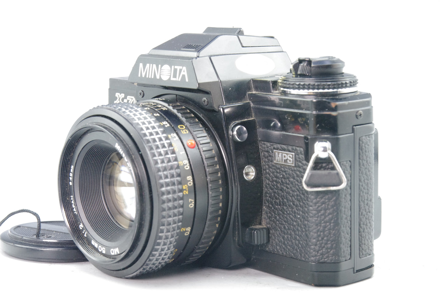Minolta X‑700 35mm SLR + 50mm f/2 Lens – Black – Batteries – Excellent + MF Back