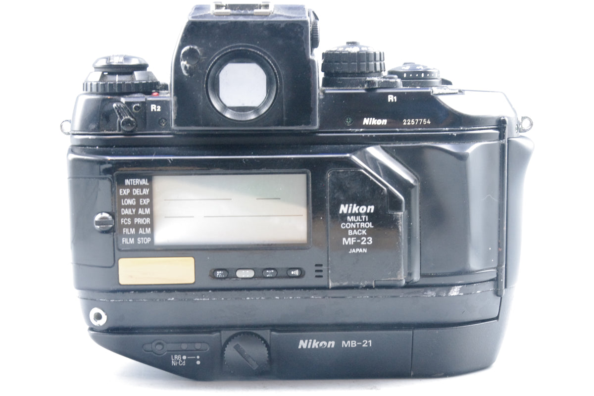 Nikon F4 35mm SLR Film Camera – AF with MB-21 Grip & MF-23 Data Back