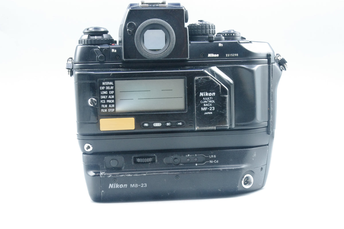 Nikon F4 Professional 35mm SLR + MB‑23 + MF‑23 – AF –Minor LCD Bleed