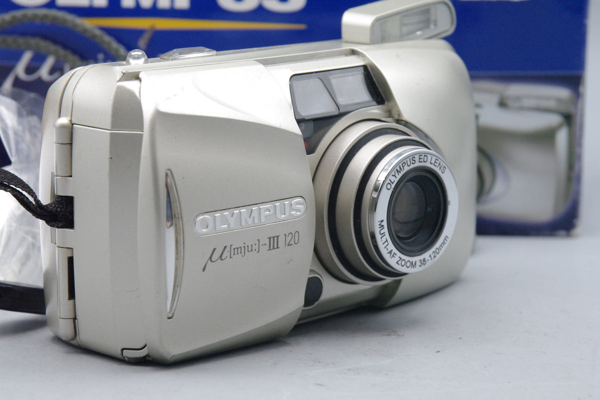 Olympus MJU III Zoom 120 35mm Film Camera – Compact All Weather – VGC – Boxed