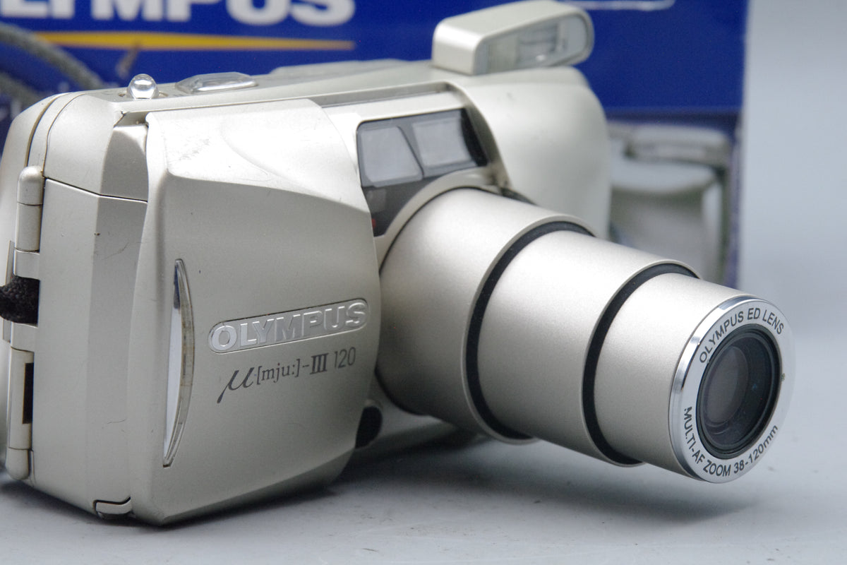 Olympus MJU III Zoom 120 35mm Film Camera – Compact All Weather – VGC – Boxed