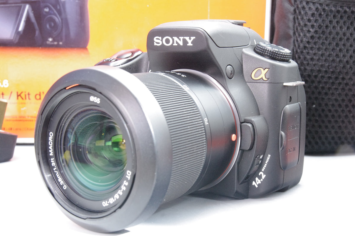 Sony Alpha A350 14.2MP DSLR with 18–70mm Lens – Boxed – Case, Charger, Hood