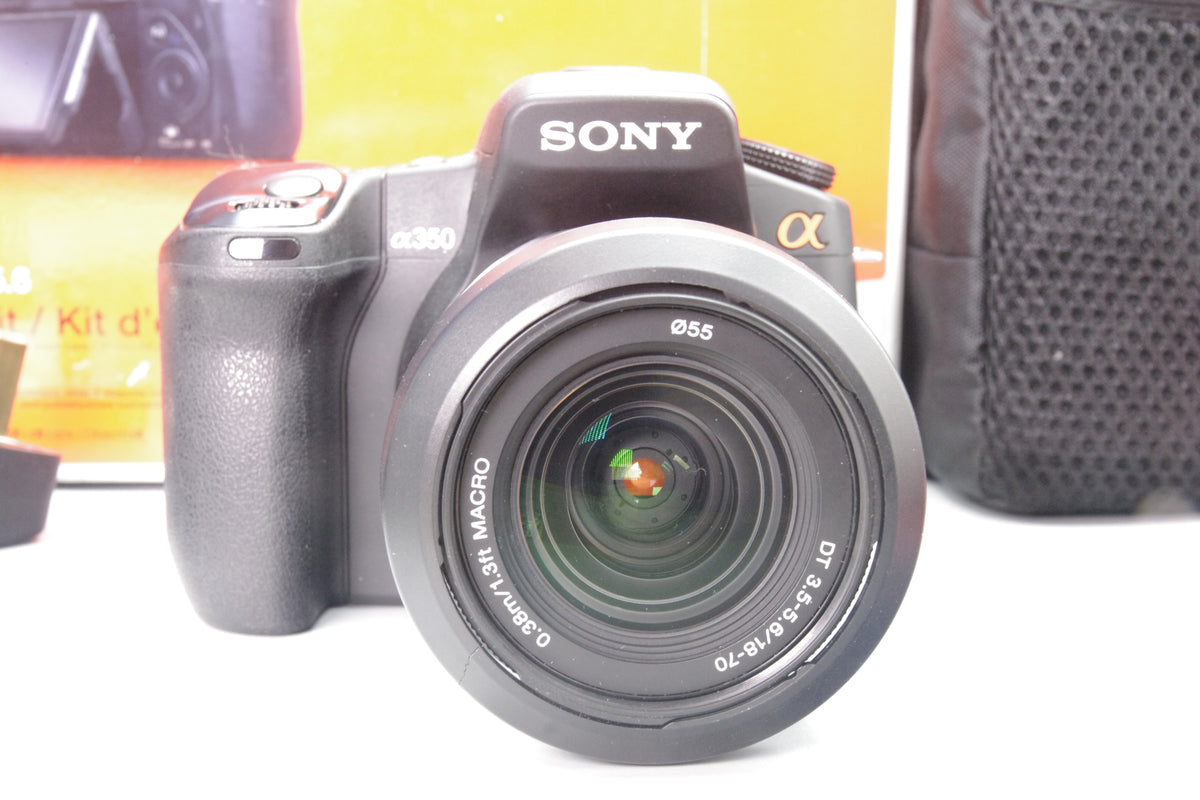 Sony Alpha A350 14.2MP DSLR with 18–70mm Lens – Boxed – Case, Charger, Hood