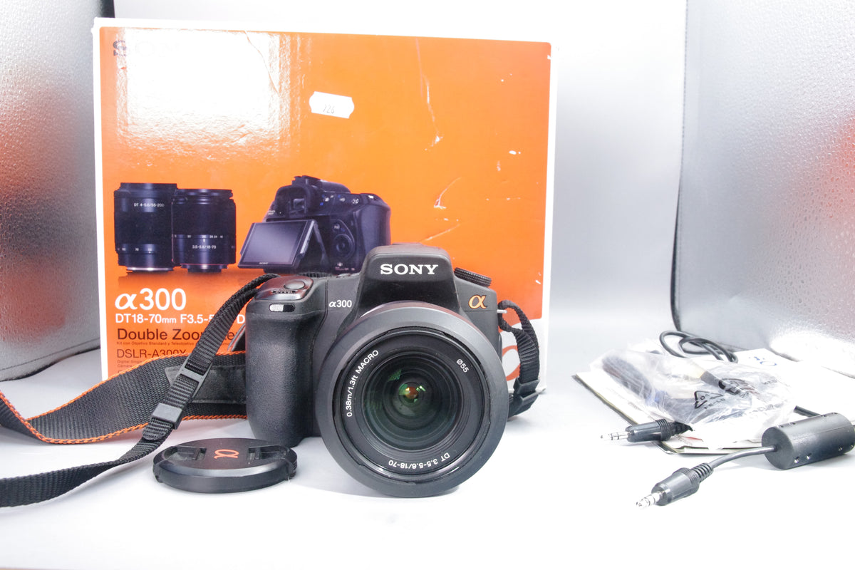 Sony Alpha A300 10.2MP DSLR Camera with 18–70mm Lens – Boxed – Hood & Battery