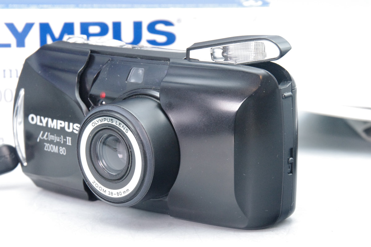 Olympus MJU Zoom II 80 Black Camera – Excellent – Boxed – Film Tested – Remote