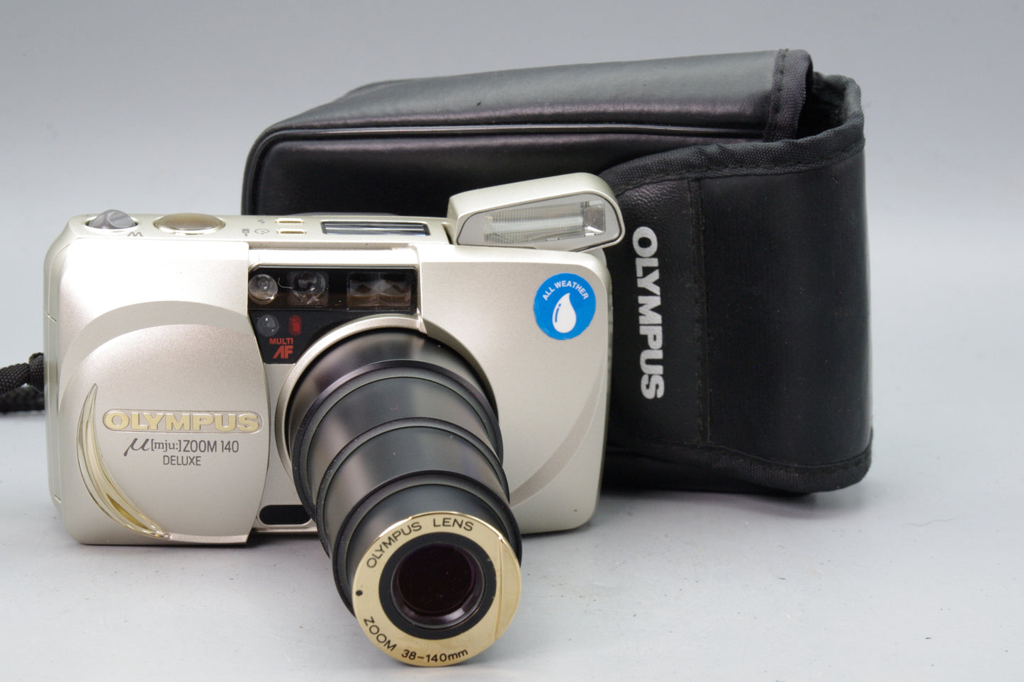 Olympus MJU Zoom 140 Deluxe Champage 35mm Film Camera – Tested – EXC