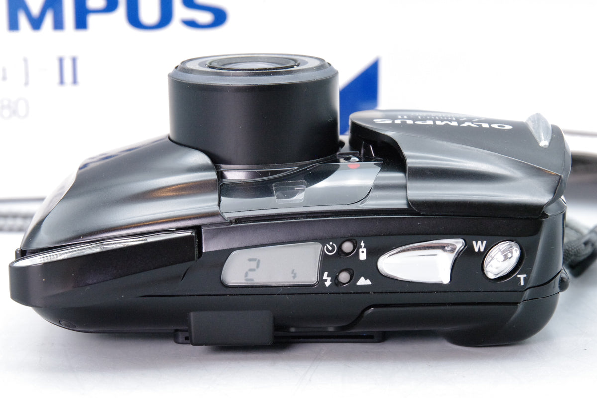 Olympus MJU Zoom II 80 Black Camera – Excellent – Boxed – Film Tested – Remote