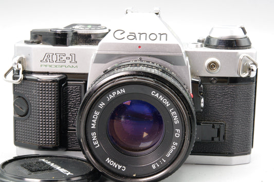 Canon AE-1 Program + FD 50mm f/1.8 Lens  Tested & Working - VGC