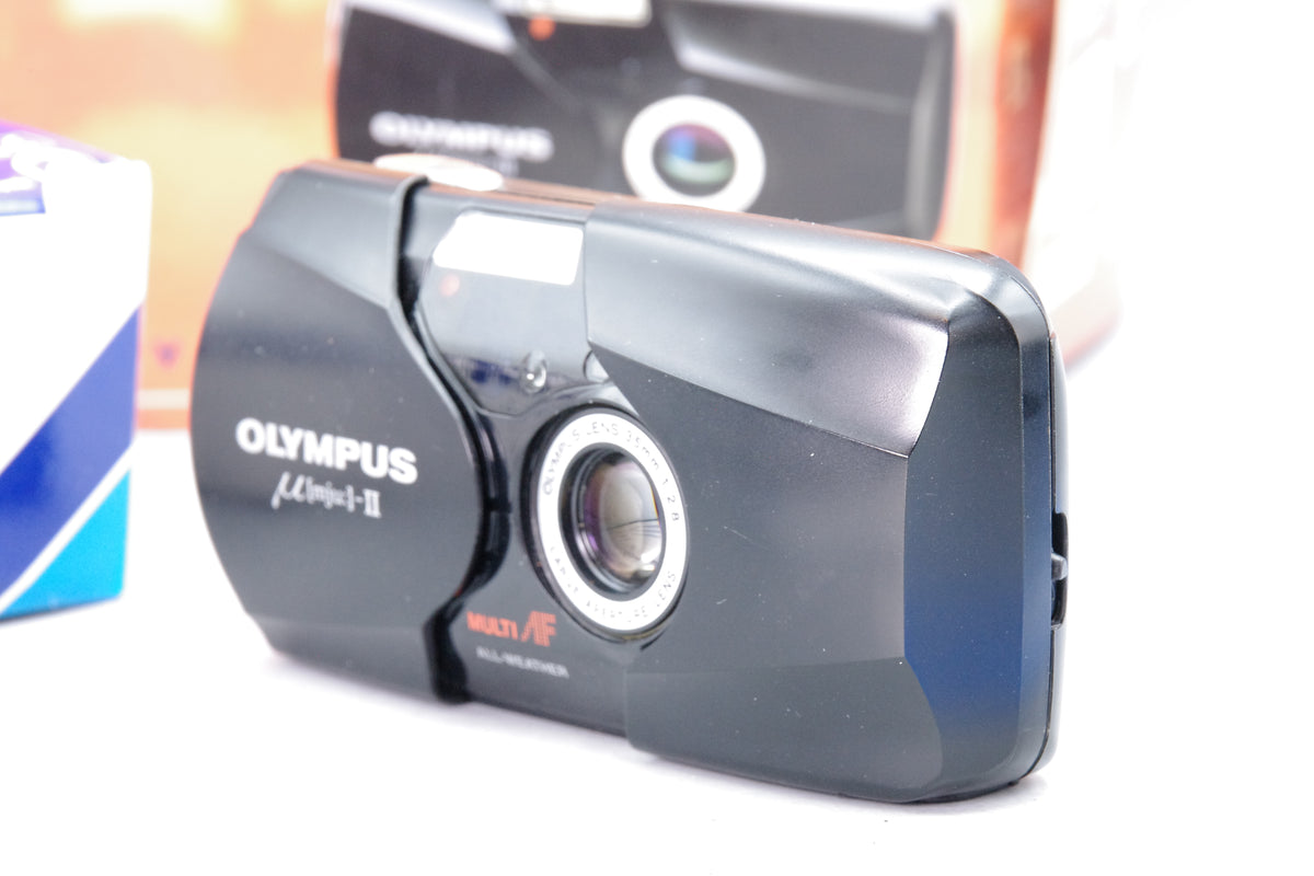 Olympus MJU II 35mm Film Camera Boxed with Paperwork & Case Nr Mint